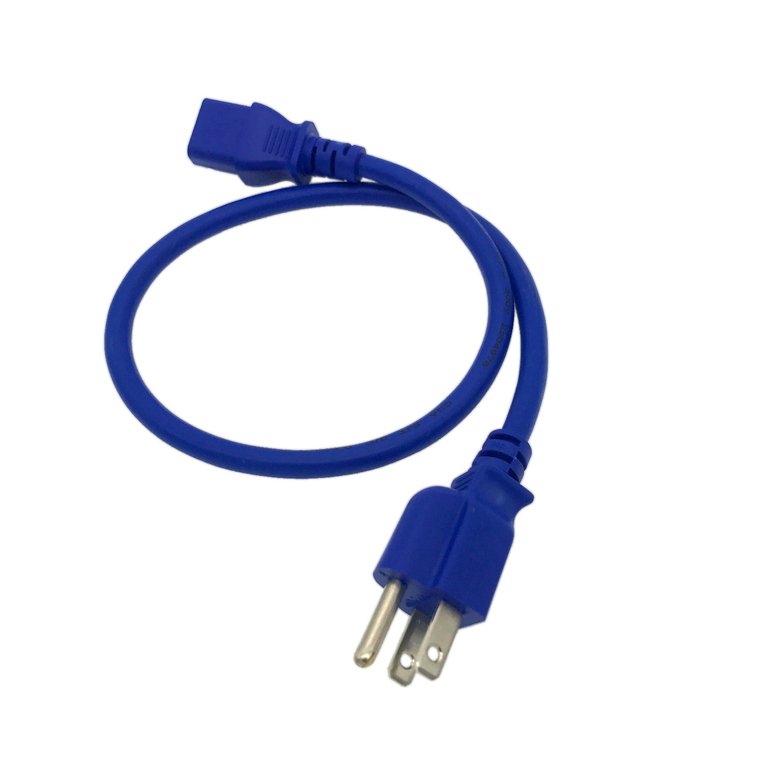 Blue 2FT Universal 3 Prong AC Power Cord Cable 18AWG Computer Printer Monitor TV