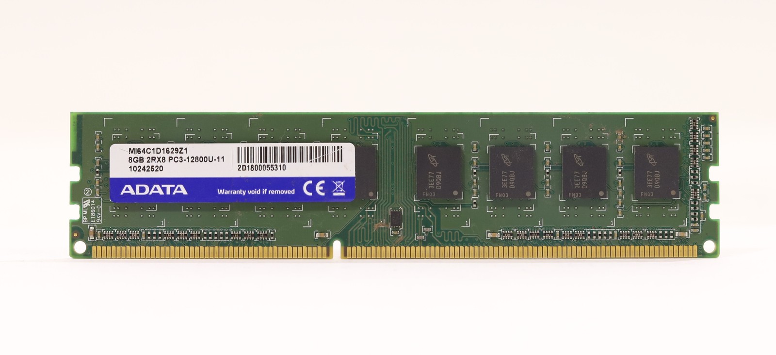 ADATA 8GB 2Rx8 PC3-12800U-11 Non-Ecc Unbuffered Desktop RAM P/N: MI64C1D1629Z1