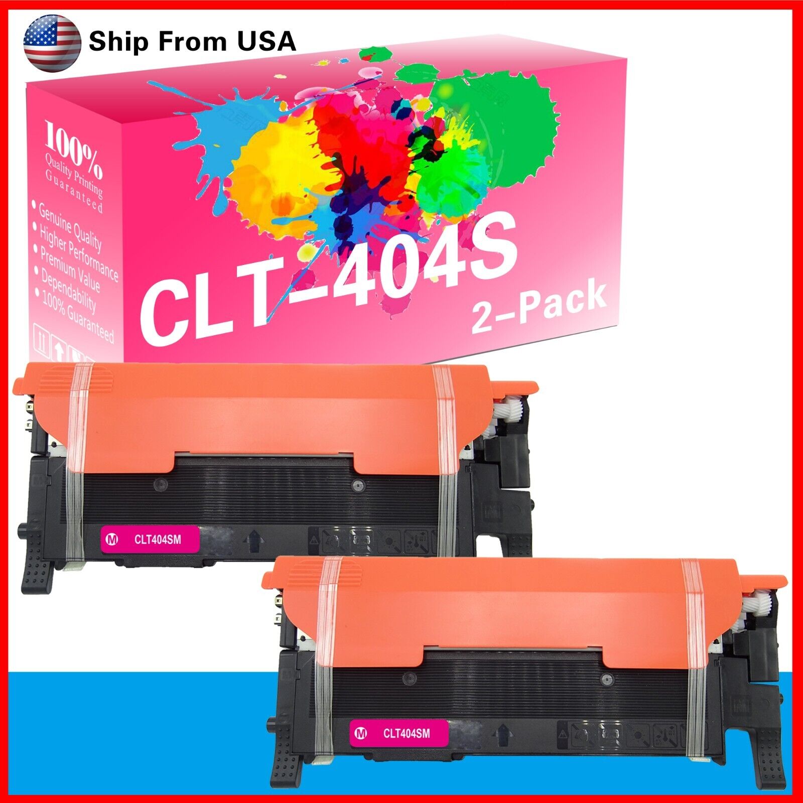 2PK CLT404S 404S Toner Cartridge Magenta for Xpress C430 C430W C480 Printer