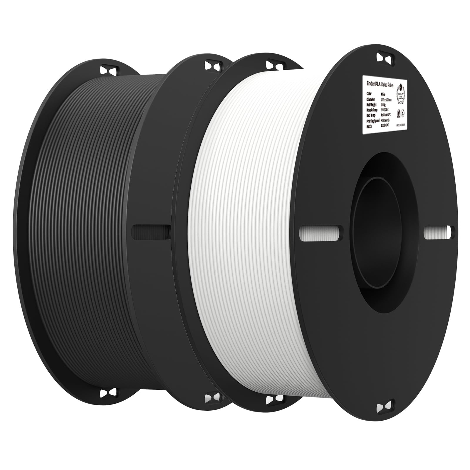 2kg Black & White PLA 1.75mm Filament Bundle for 3D Printing with No Tangling
