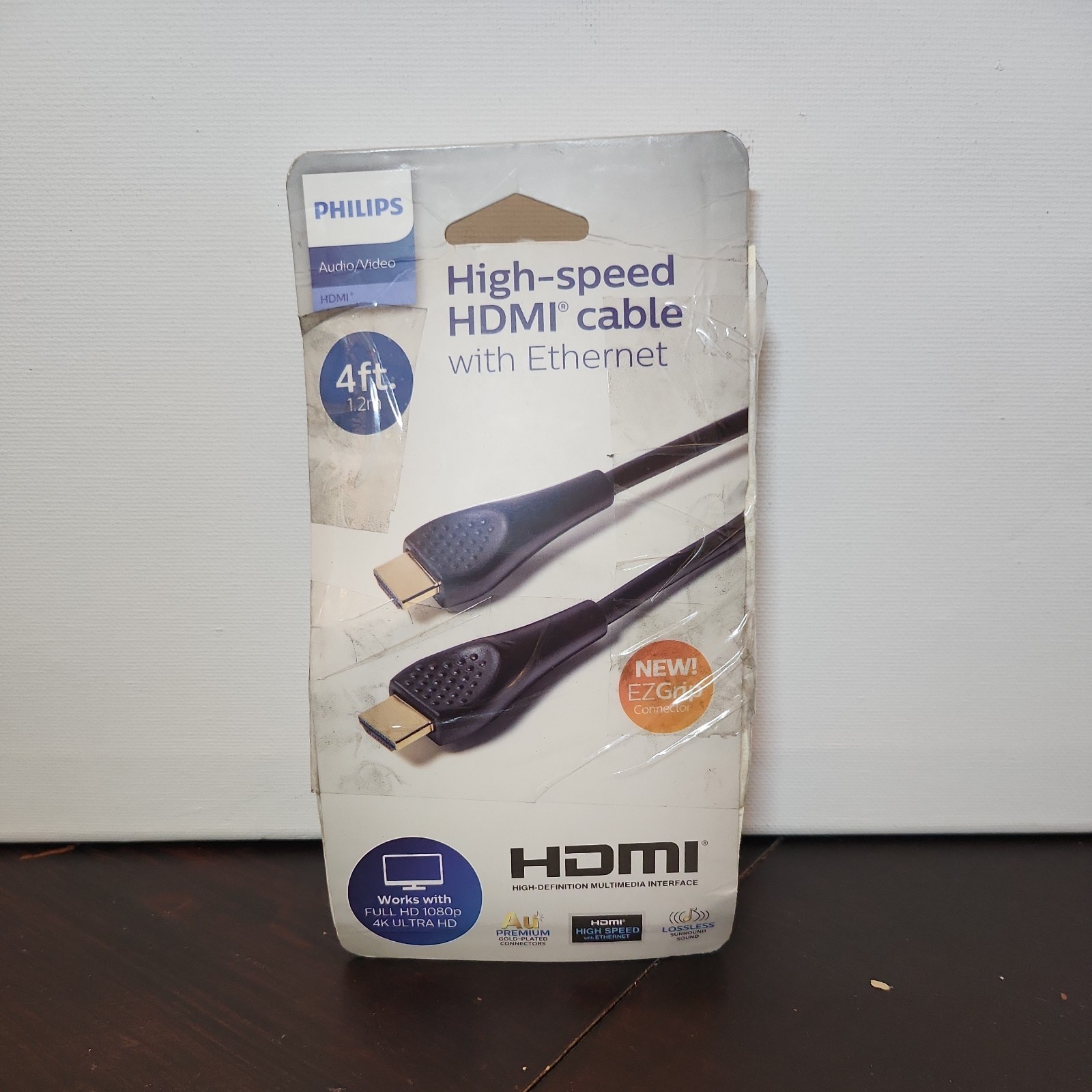 PHILIPS HIGH-SPEED 4-FOOT HDMI CABLE/WITH ETHERNET/ w-HD 1080P & 4K UHD/NEW