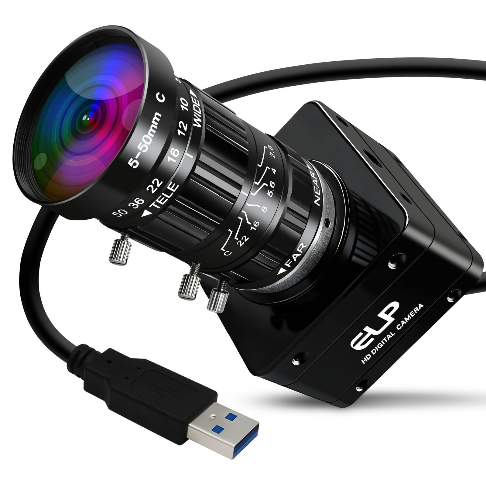 IFWATER 20MP USB3.0 Industrial Camera,4K UHD 5-50mm 10X Manual Varifocal Lens