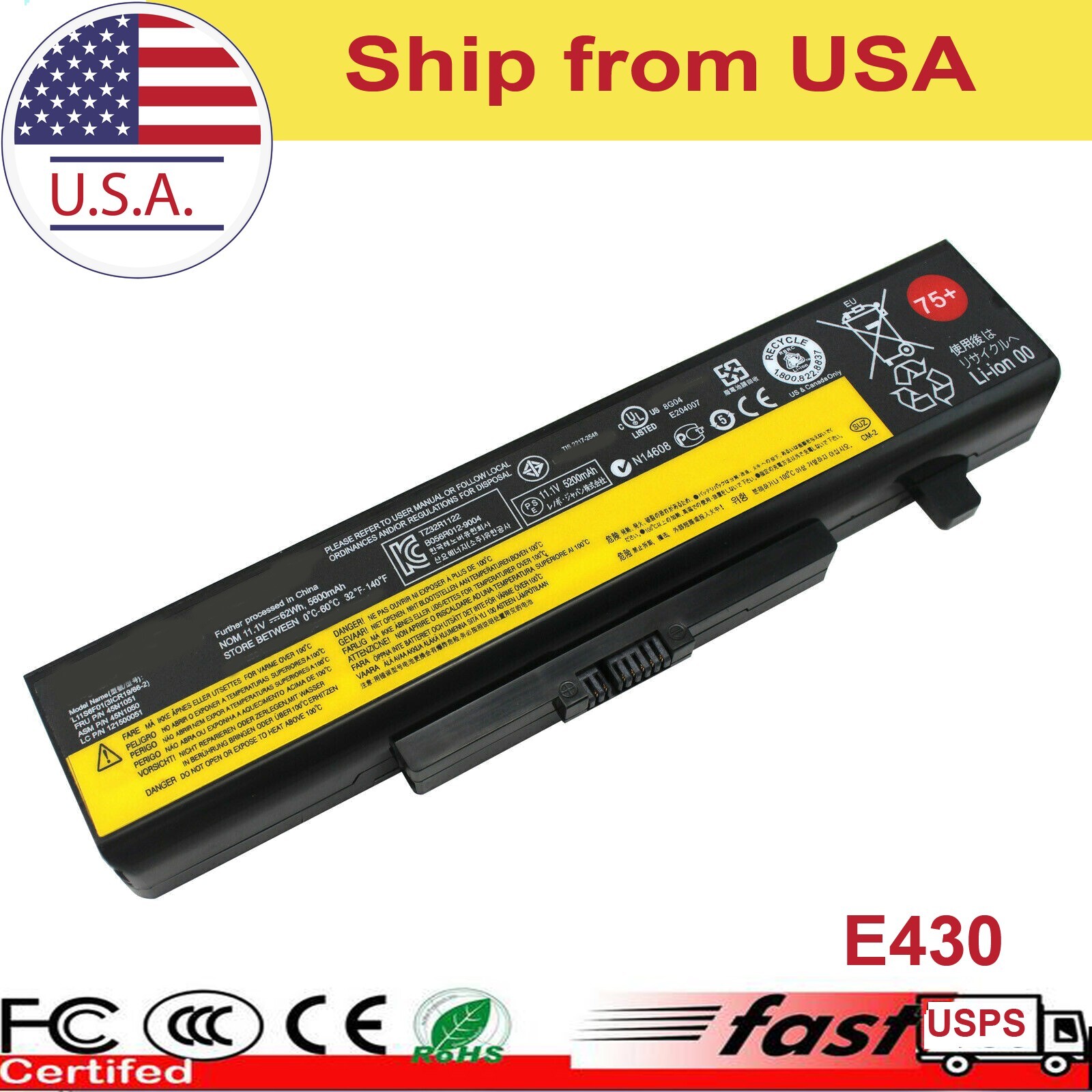 0A36311 75+ Y480 Battery For Lenovo ThinkPad B590 E430 E435 Y580 E445 E530