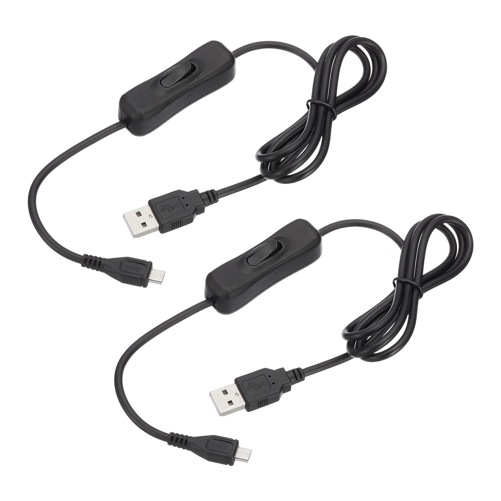 3.28ft USB Extension Cable on Off Switch 2pcs Micro-USB to USB Male 4 Core Wire