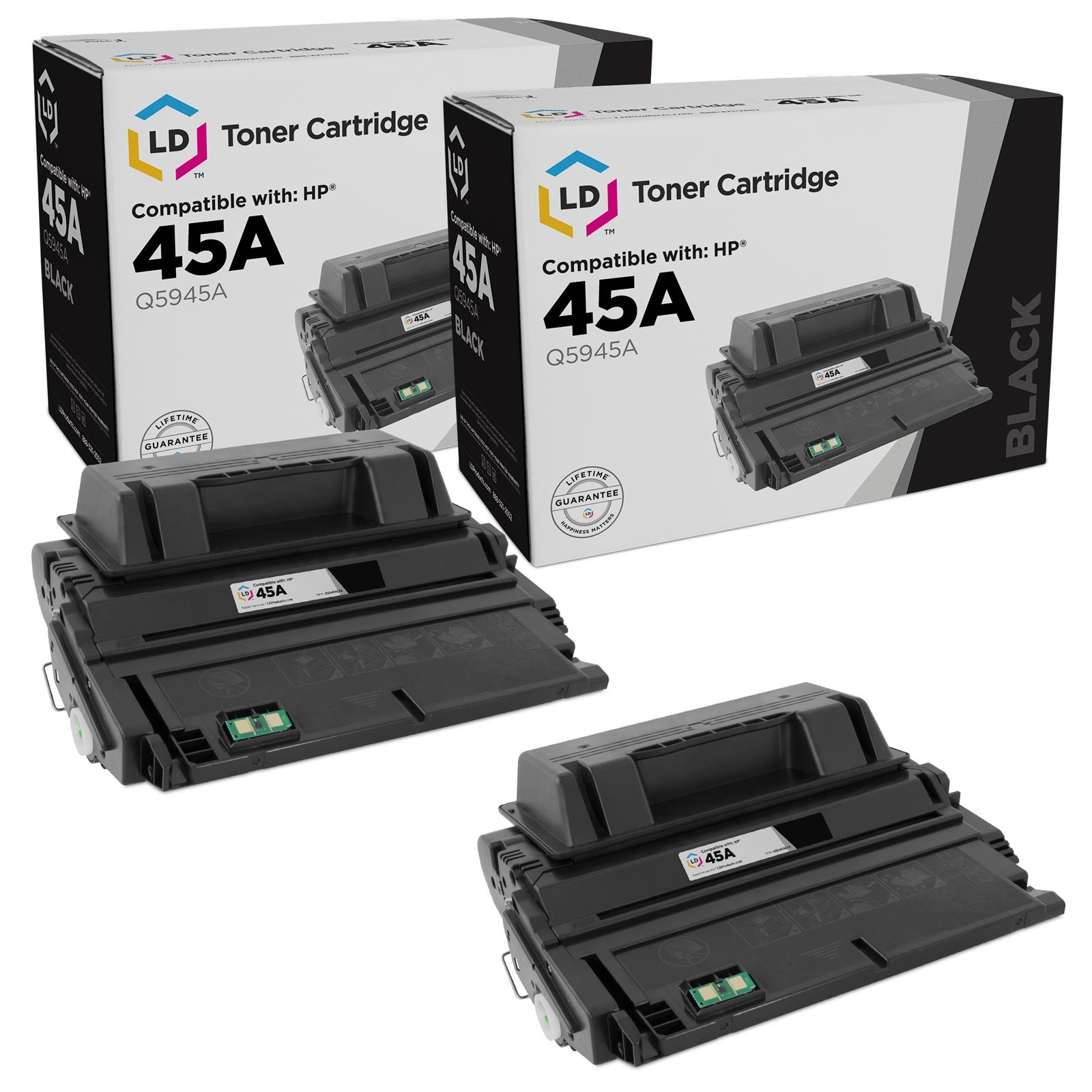 LD Compatible Replacements for HP 45A / Q5945A 2PK Black Toner Cartridges