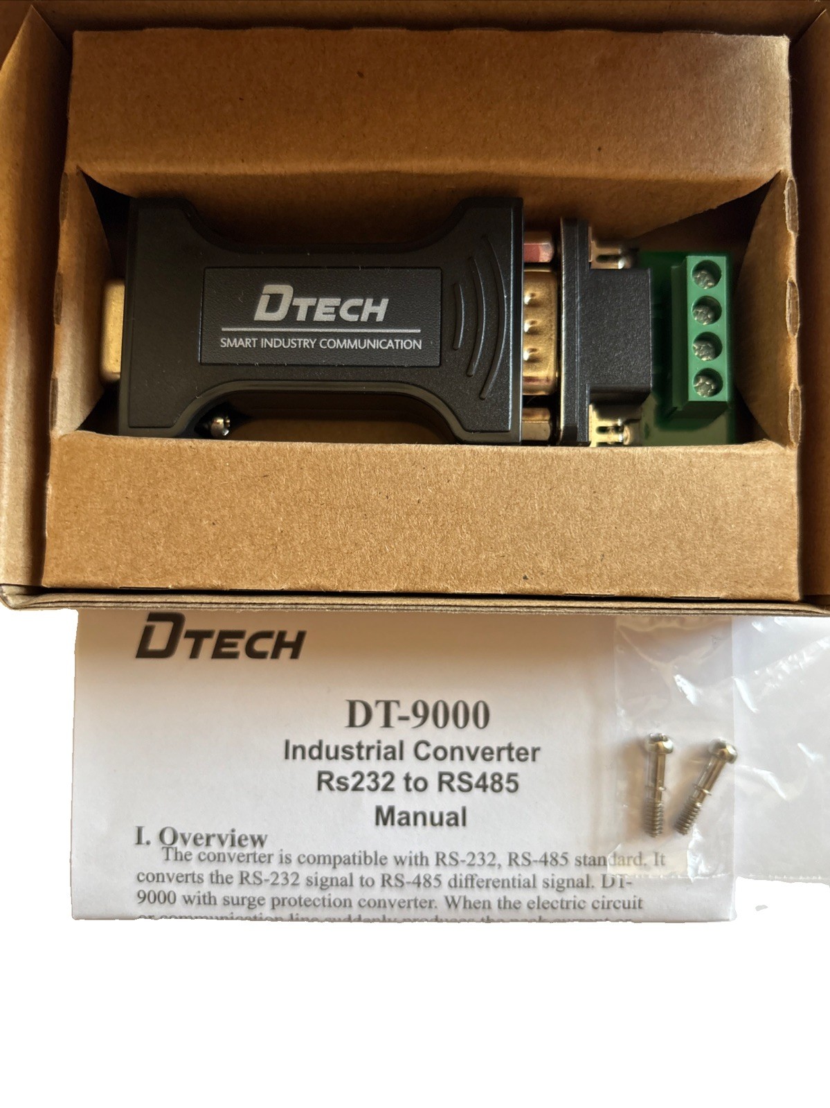 DTECH DT-9000 RS232 to RS485 Serial Converter Terminal Block Open Box NEW