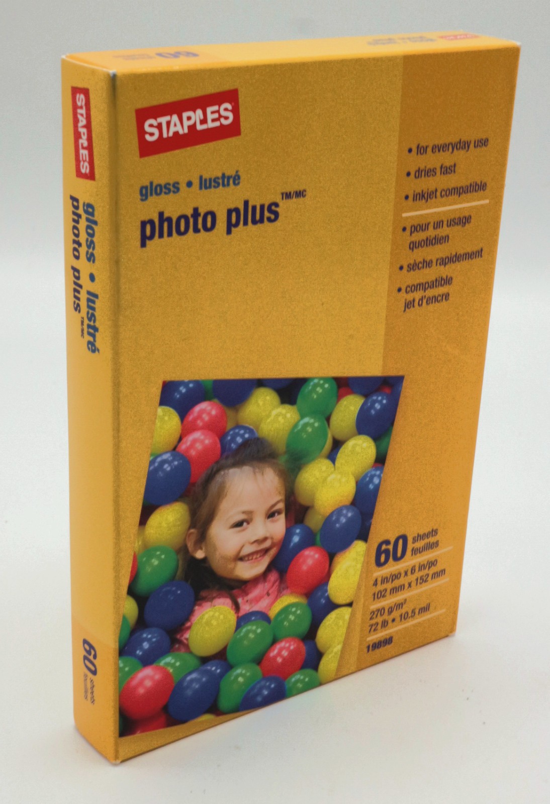Staples Photo Plus Gloss Inkjet Paper 4x6 60 Sheets White 72lb 10.5mil 19898 NEW