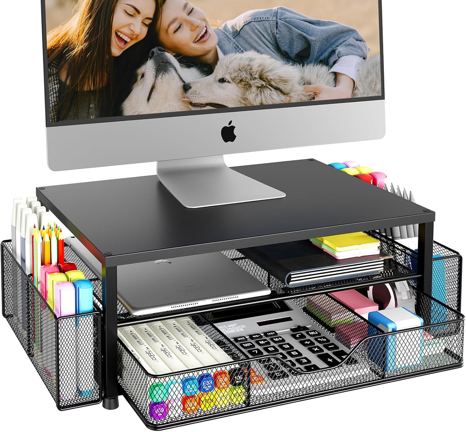 Desk Organizer and Accessories, 2-Tier Computer Monitor Stand Riser