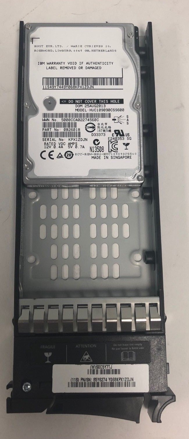 IBM 85Y6275 V7000 900GB 6GB SAS 10K 2.5-inch SFF HDD With Tray