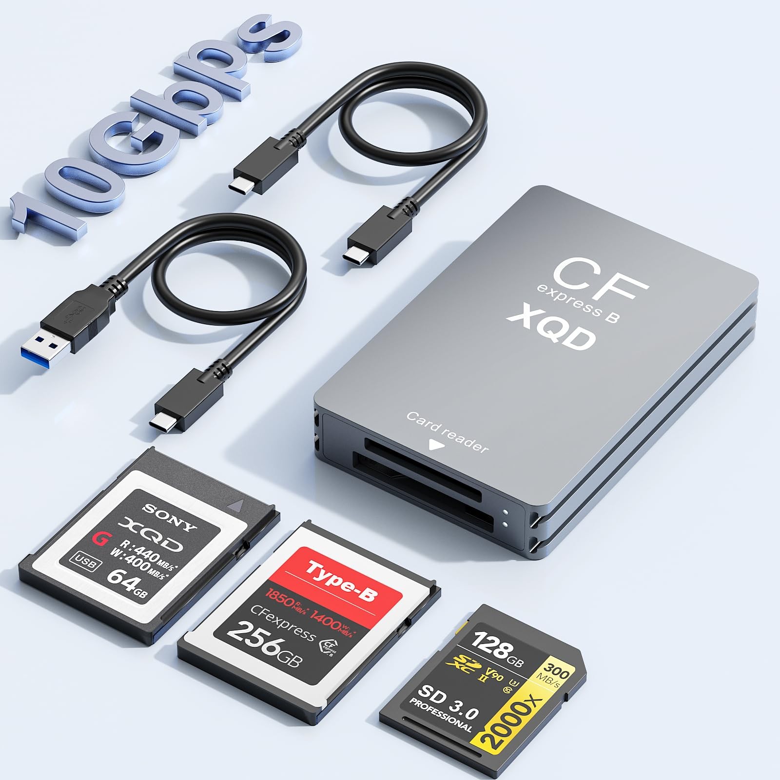 CFexpress Type B/XQD/SD Card Reader — 10Gbps CFexpress Type B Reader with USB...