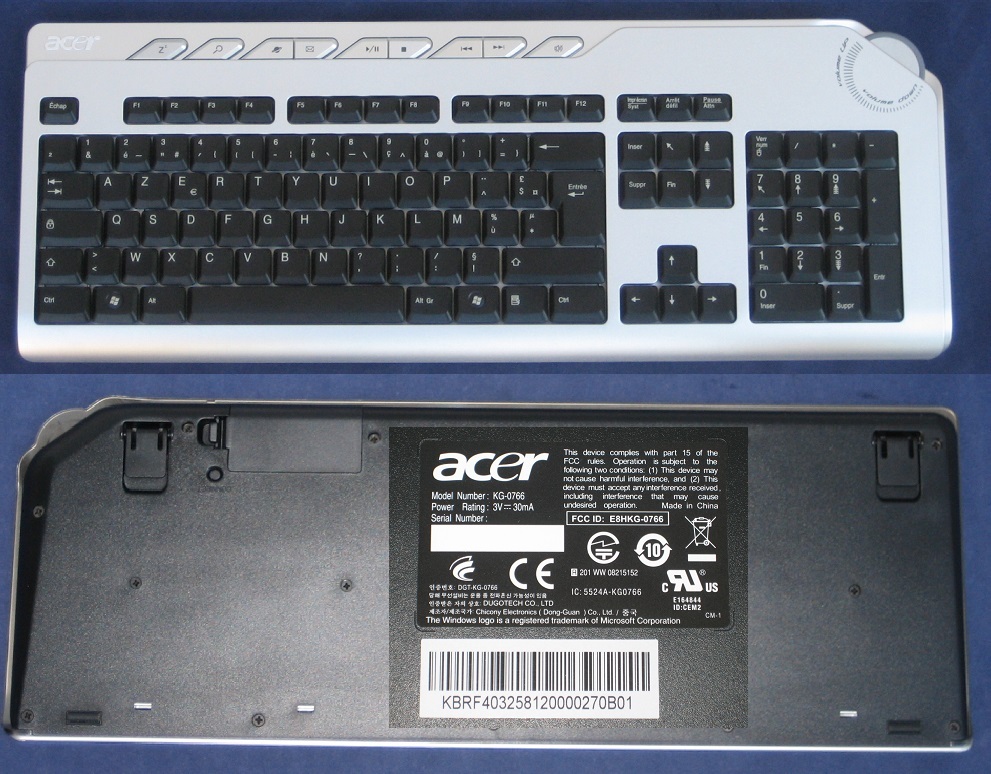 Wireless Keyboard AZERTY French ACER Aspire Z5600 Series KG-0766 KB.RF403.258