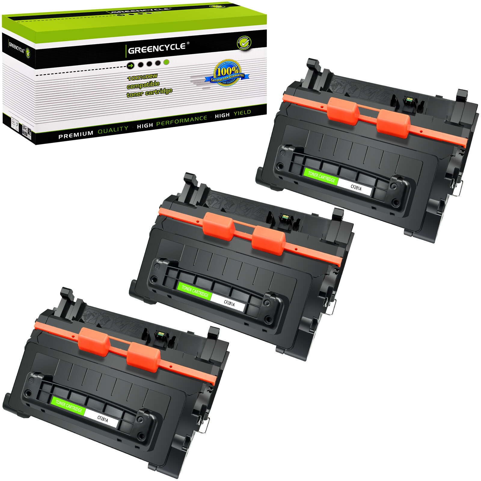 3PK CF281A BK Toner For HP 81A LaserJet Enterprise M604n M604dn M630h M630dn