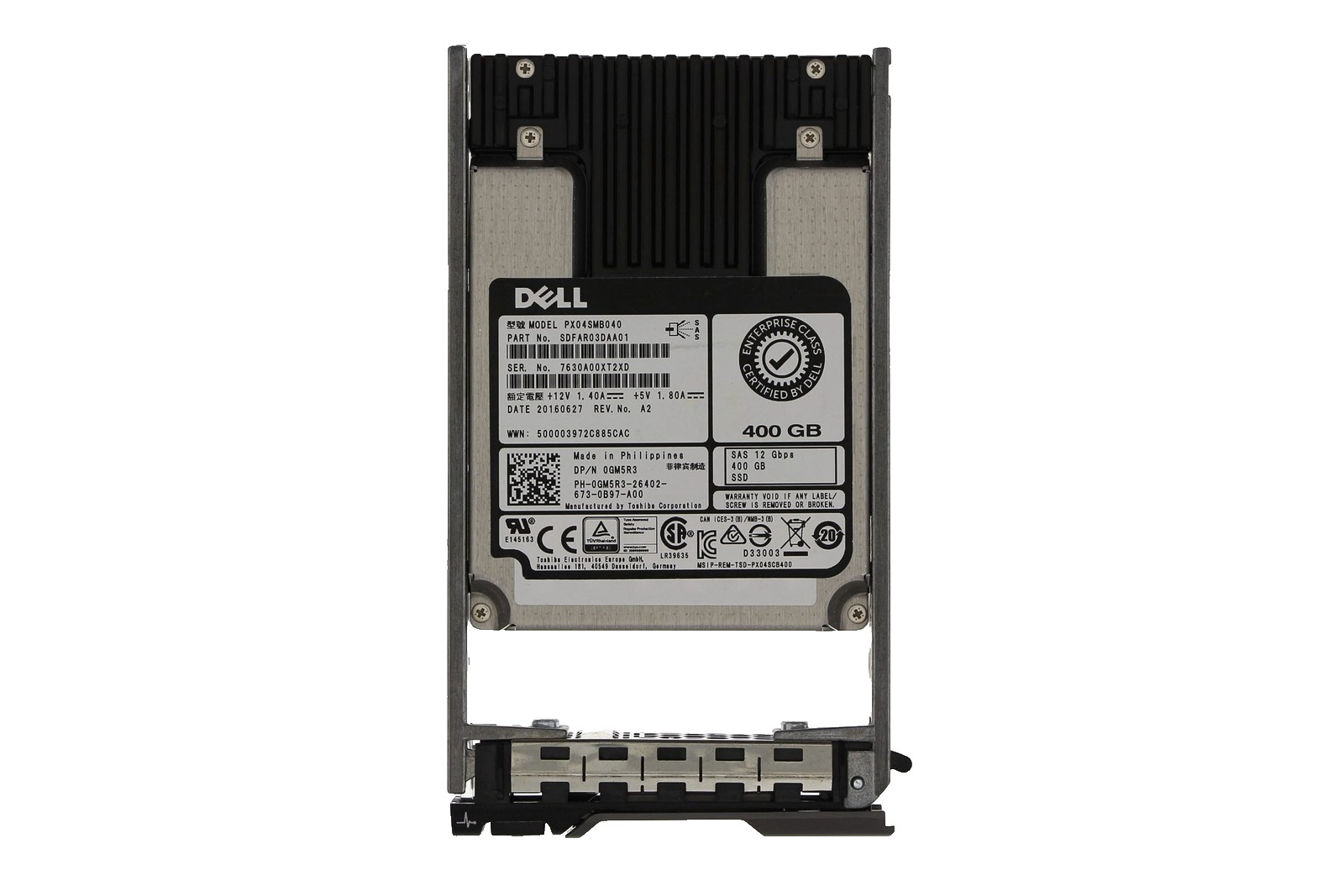 Dell 0GM5R3 GM5R3 400GB 12G SAS 2.5" MLC MU SSD 29% Health
