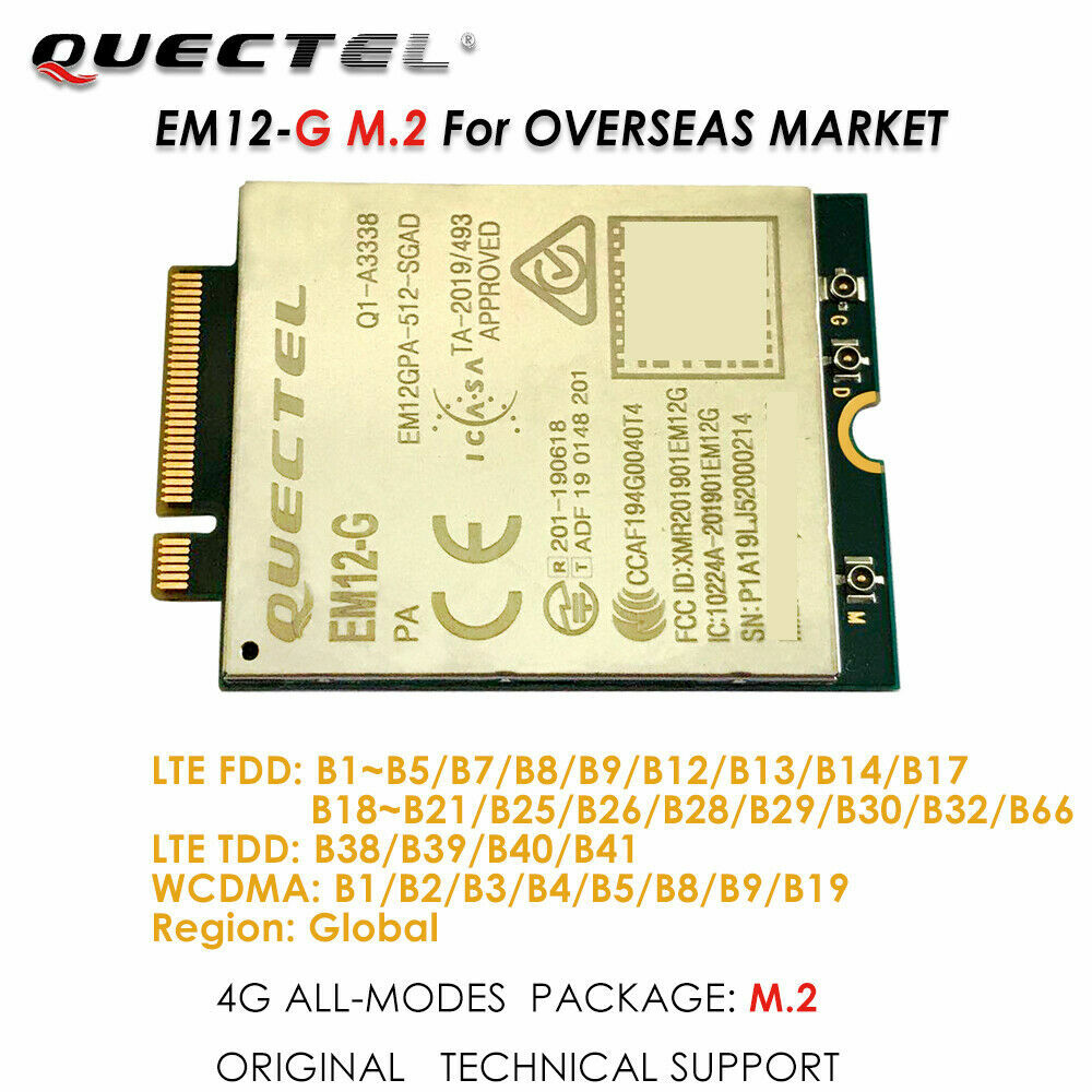NEW Quectel EM12-G 4G IOT/M2M-Optimized LTE-A Cat 12 M.2(NGFF) Module for Global
