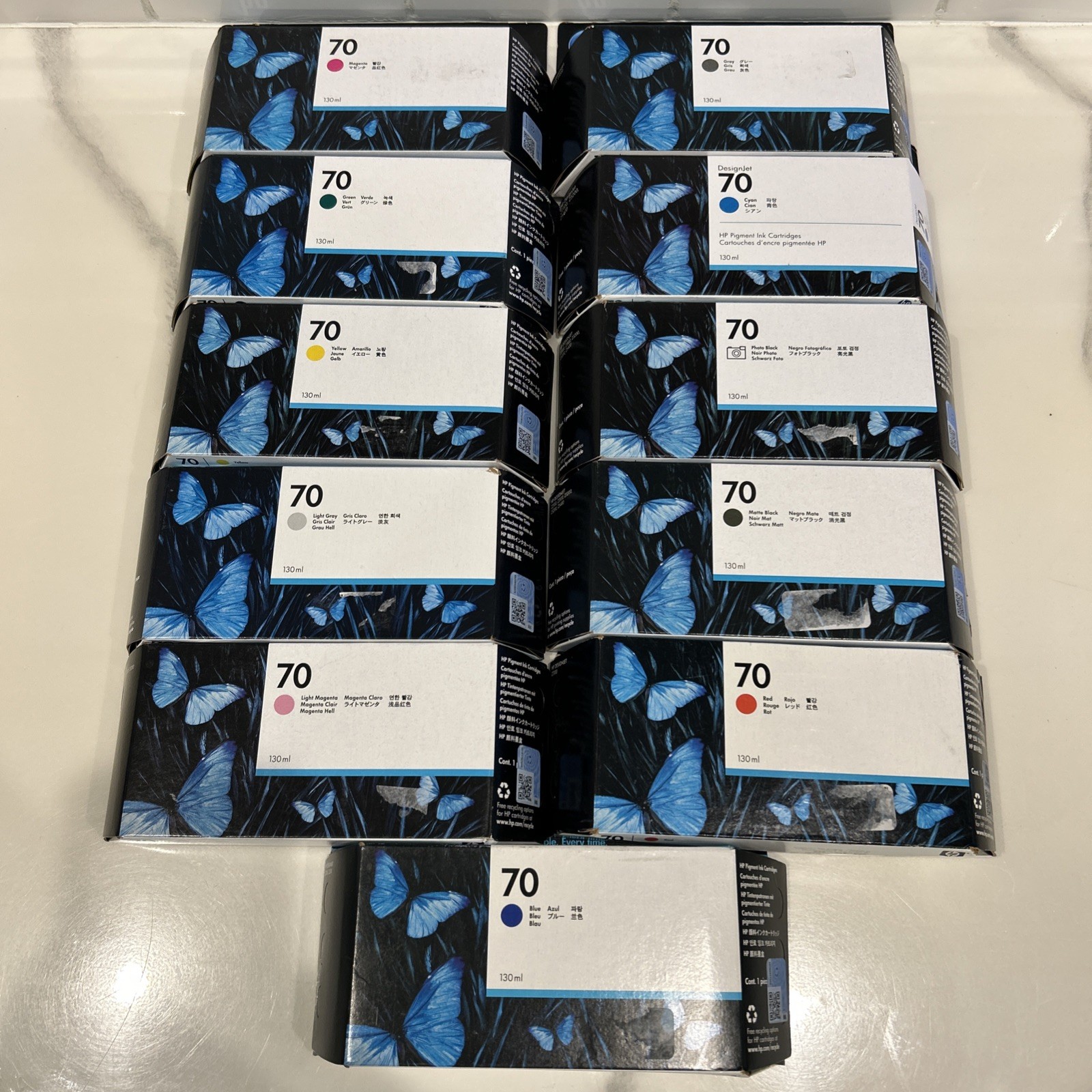 HP 70 Genuine Ink Cartridge Lot of 11 OEM Mixed Colors  2022-2023 SEALED 