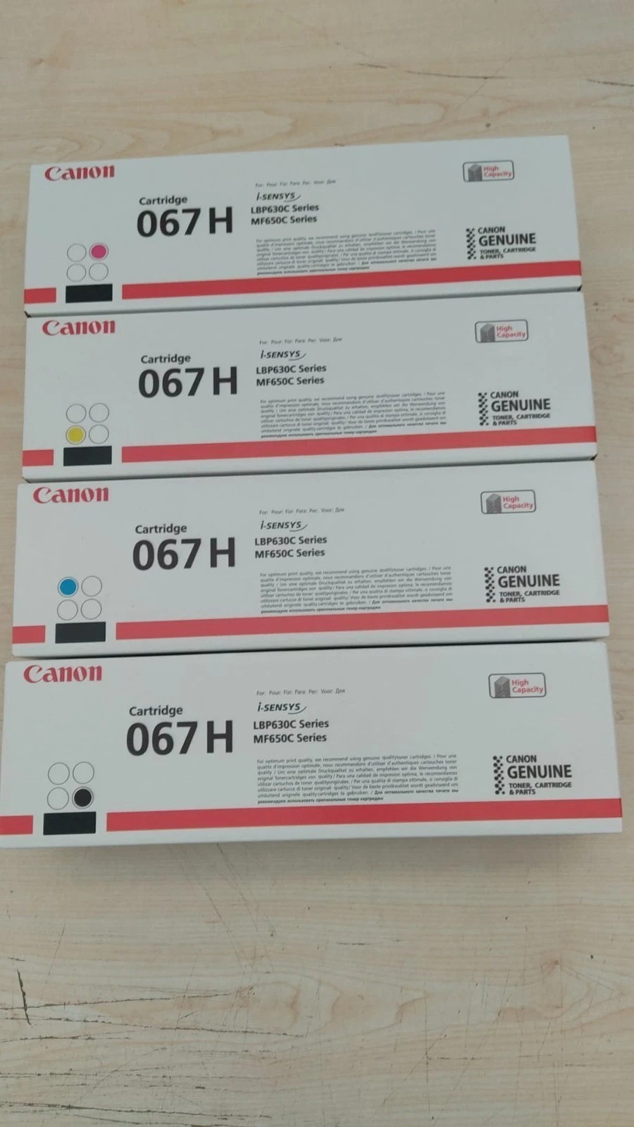 Canon 067H Toner Cartridge Set Genuine OEM 4-Color High Yield MF656Cdw LBP633Cdw