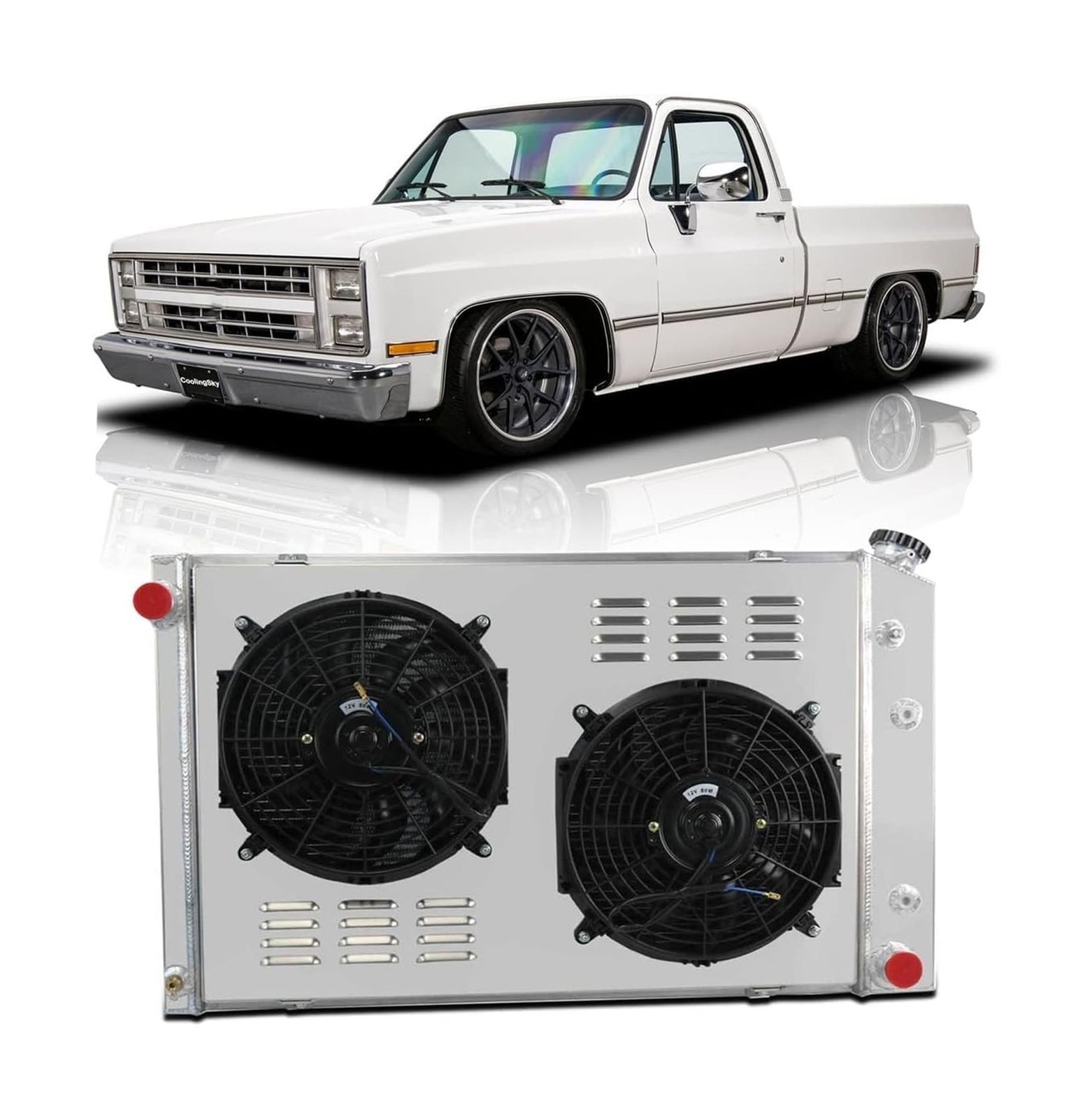 Primecooling 56MM 3 Row Core Aluminum Radiator +2X12" Fan +Shroud for Chevrol...