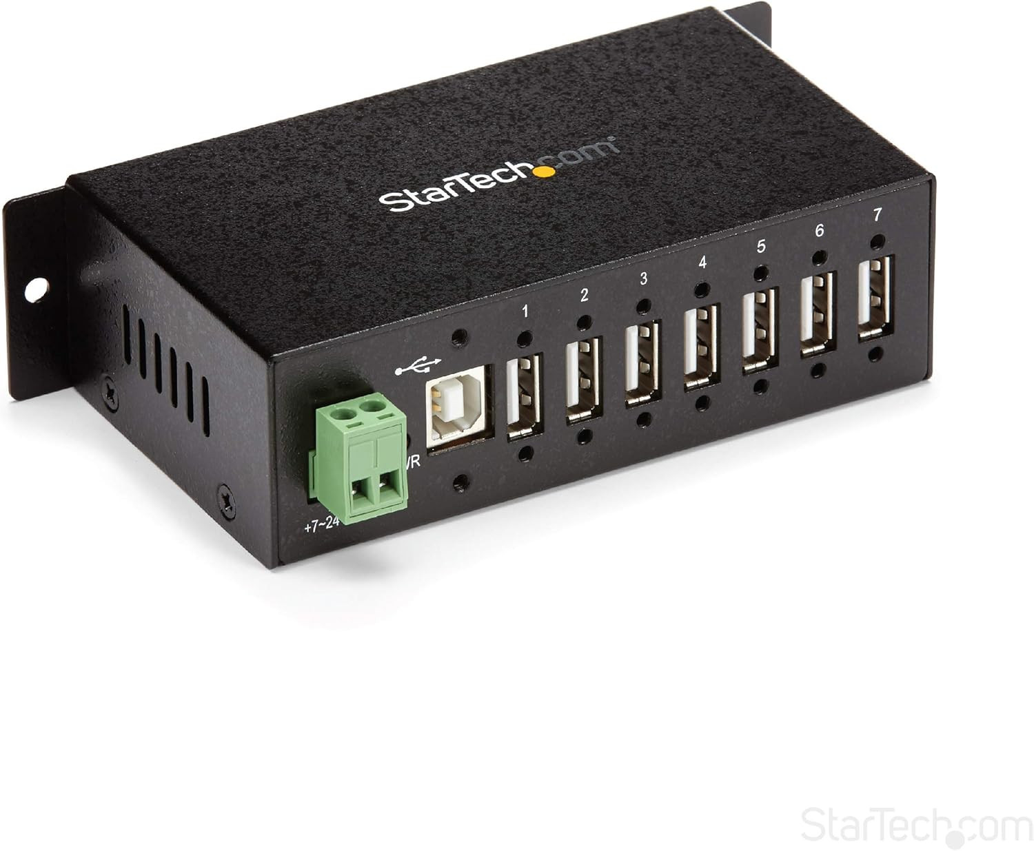 7-Port USB 2.0 Hub - Metal Industrial USB-A Hub with ESD Protection & 350W Surge