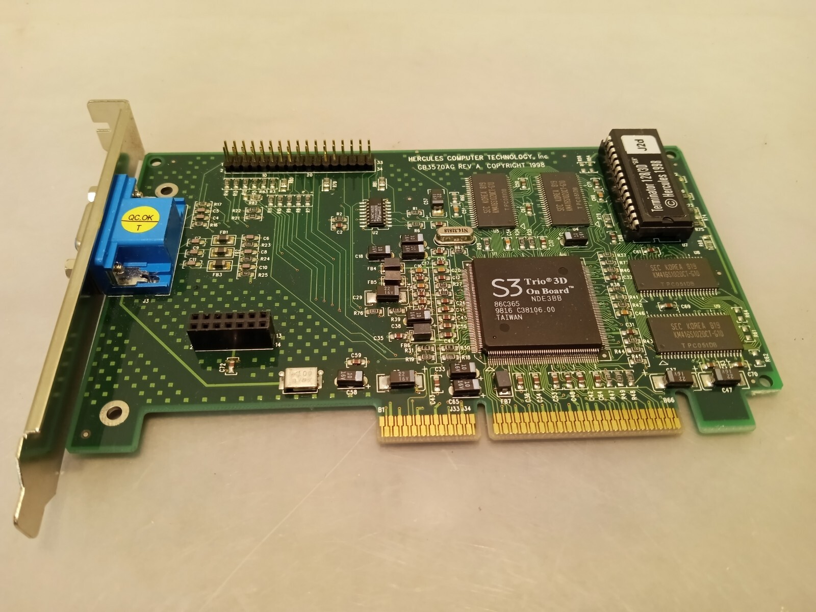 Hercules Terminator 128/3D video graphics card AGP 8 MB VGA GB3570AG J2d TESTED