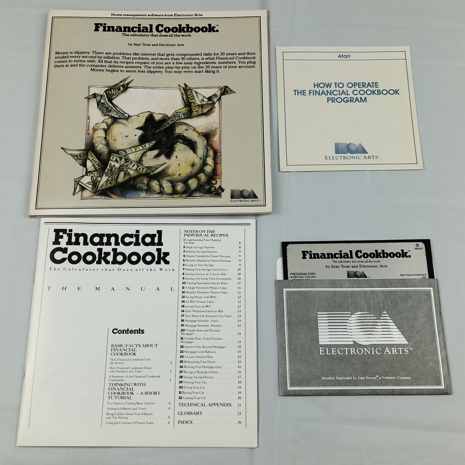 Atari 400/800/1200/XL/XE Financial Cookbook (105502) Electronic Arts 1984 Rare