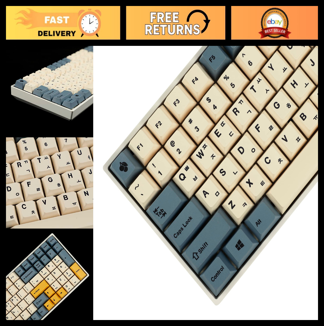 145 Apricot Yellow PBT Cherry Profile Keycaps for TKL 61 64 68 75 87 96 104 MX M