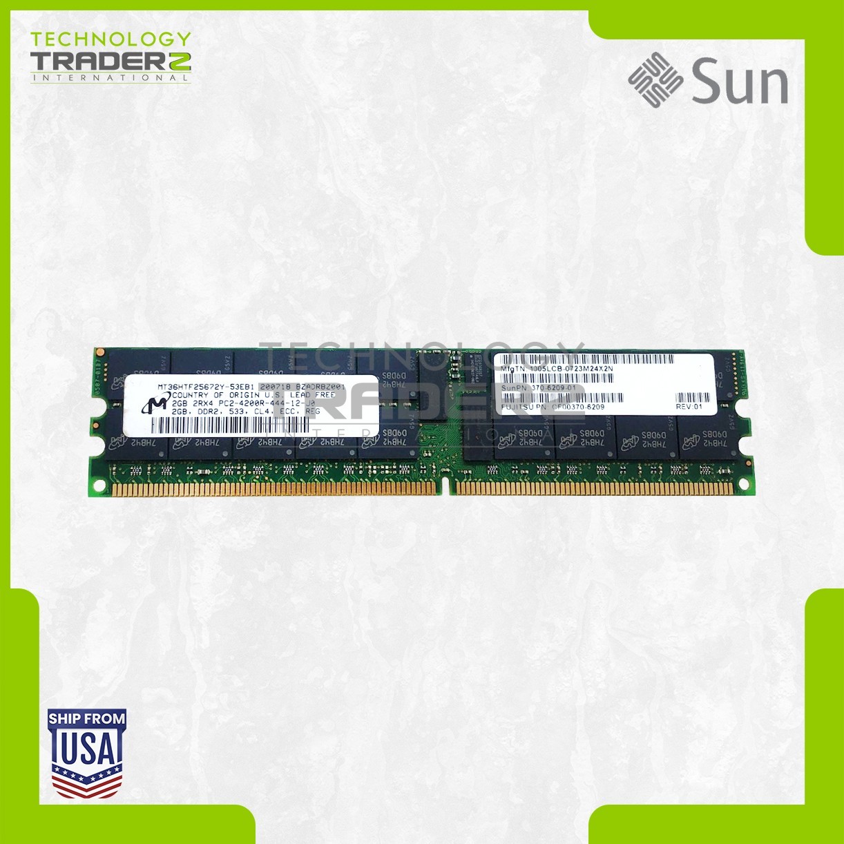 LOT OF 7 370-6209-01 Sun 2GB PC2-4200 DDR2-533MHz ECC 2Rx4 Memory CF00370-6209