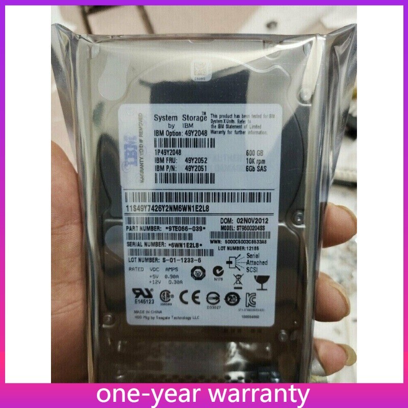 1PCS 49Y2048 49Y2051 49Y2052 IBM 49Y2048 49Y2052 600GB 49Y2052 2.5" 10K SAS 6Gb