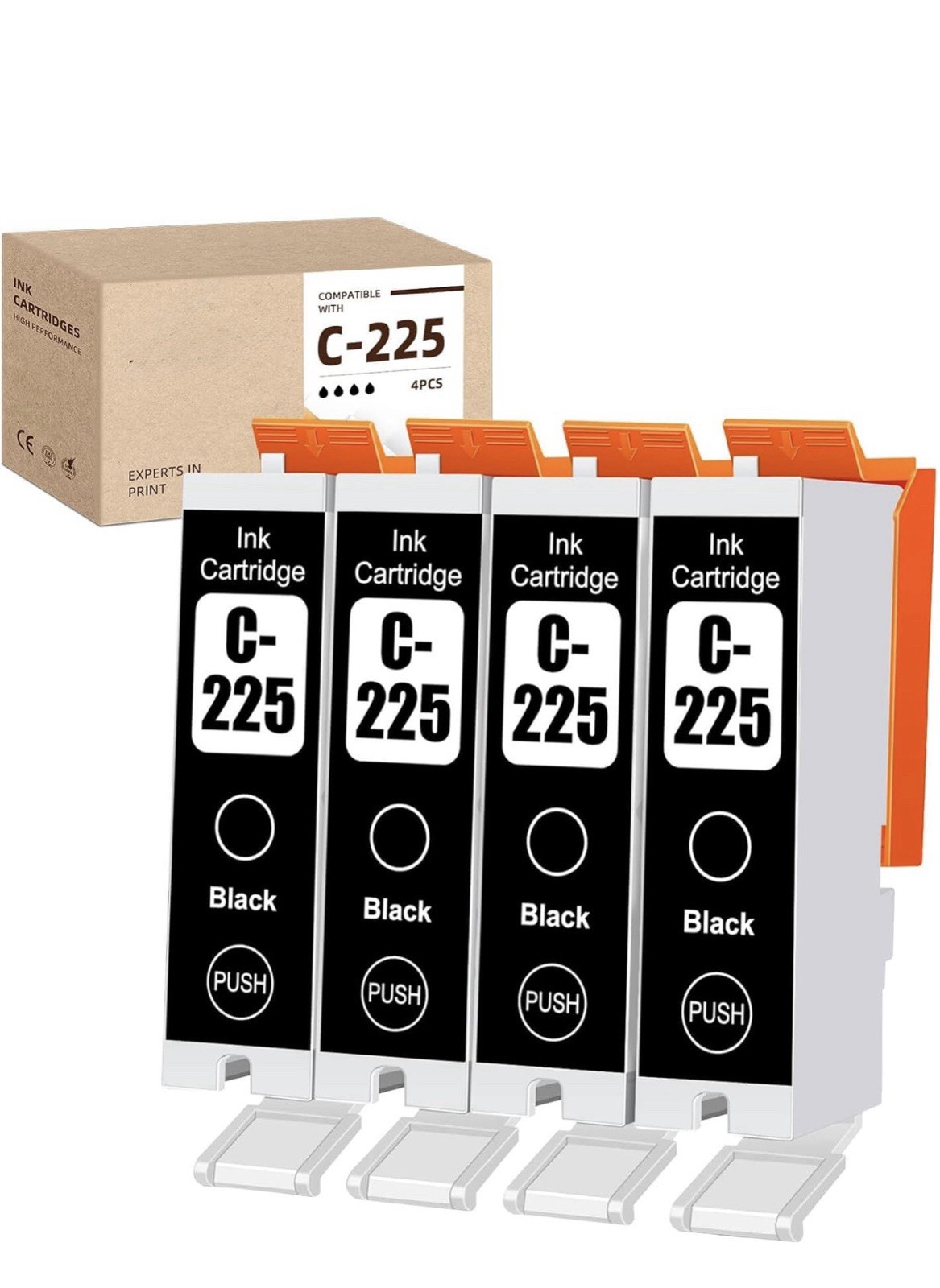 4PK Compatible PGI-225BK for Canon PGI225 BLACK Ink Cartridge W/CHIP Pixma MX712