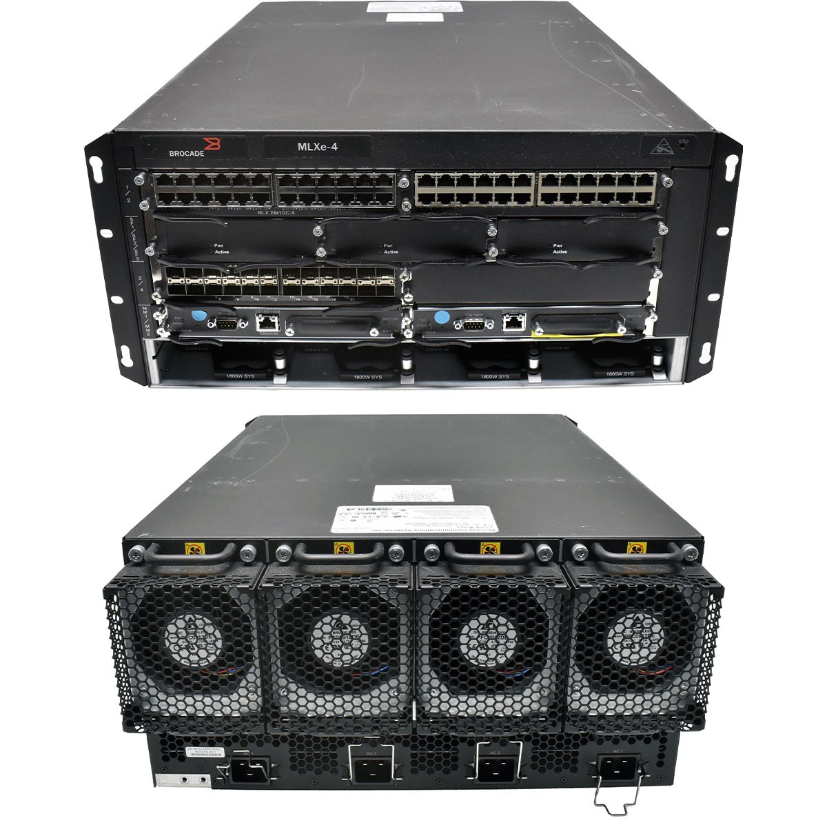 Brocade BR-MLXE-4-MR-M-AC 2xHigh Speed 3x24 RJ45 1x24 SFP 2x Mgmt 80-1006870-XX
