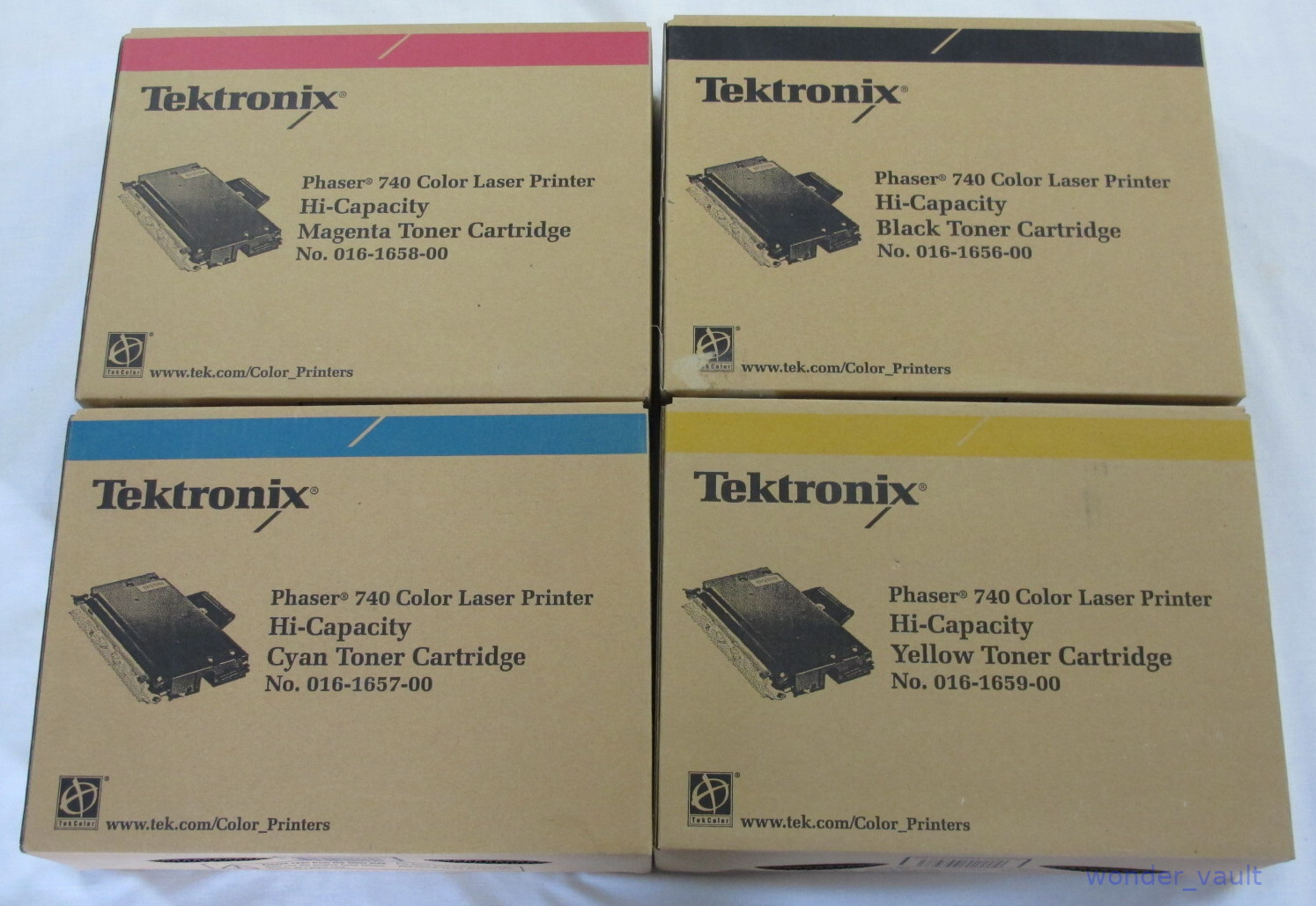 Tektronix Phaser 740 Toner Cartridge Set CMYK 016-1656-00 1657 1658 1659 Sealed