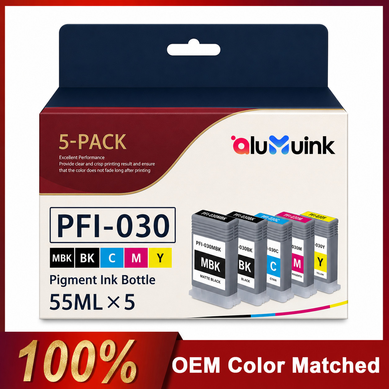 Compatible PFI-030 High-Yield Ink  Cartridge 55ml  for  TA-20 TA-30 MB/B/C/Y/M