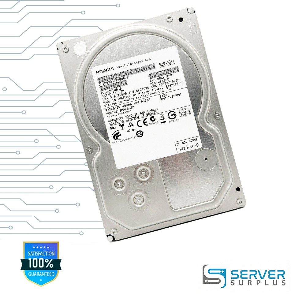 Hitachi HUA722020ALA330 2TB SATA 7200RPM 3.5 in Enterprise HDD | 0F10939