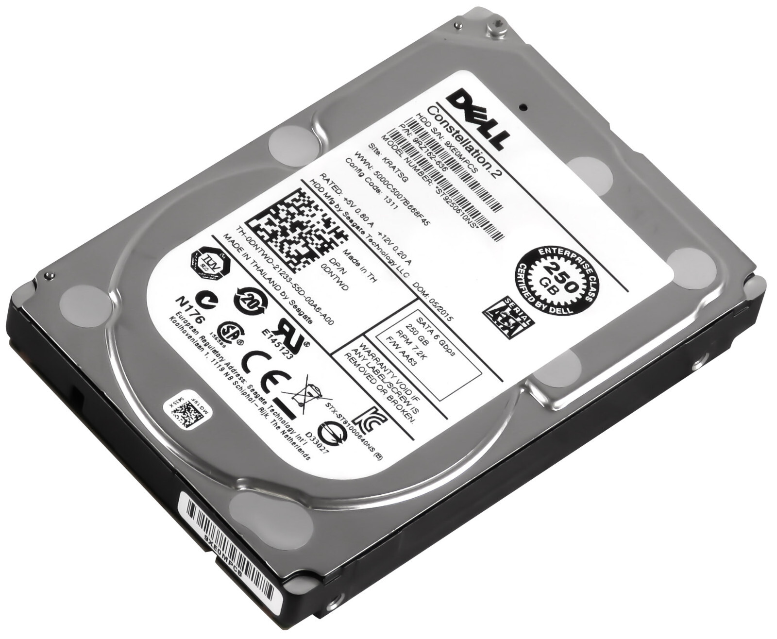 HARD DRIVE DELL 0DNTWD ST9250610NS 250GB 7200RPM 64MB SATA 2.5''