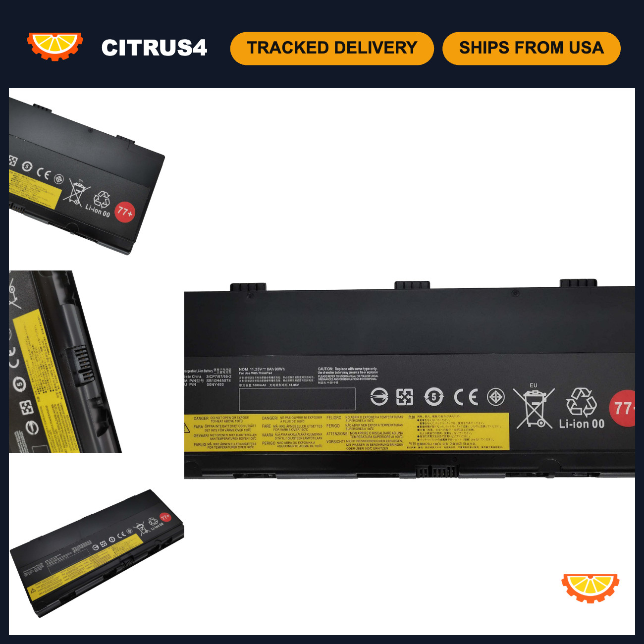 High-Capacity 90Wh Laptop Battery for Lenovo ThinkPad P50 P51 P52 - 77+ 11.25V