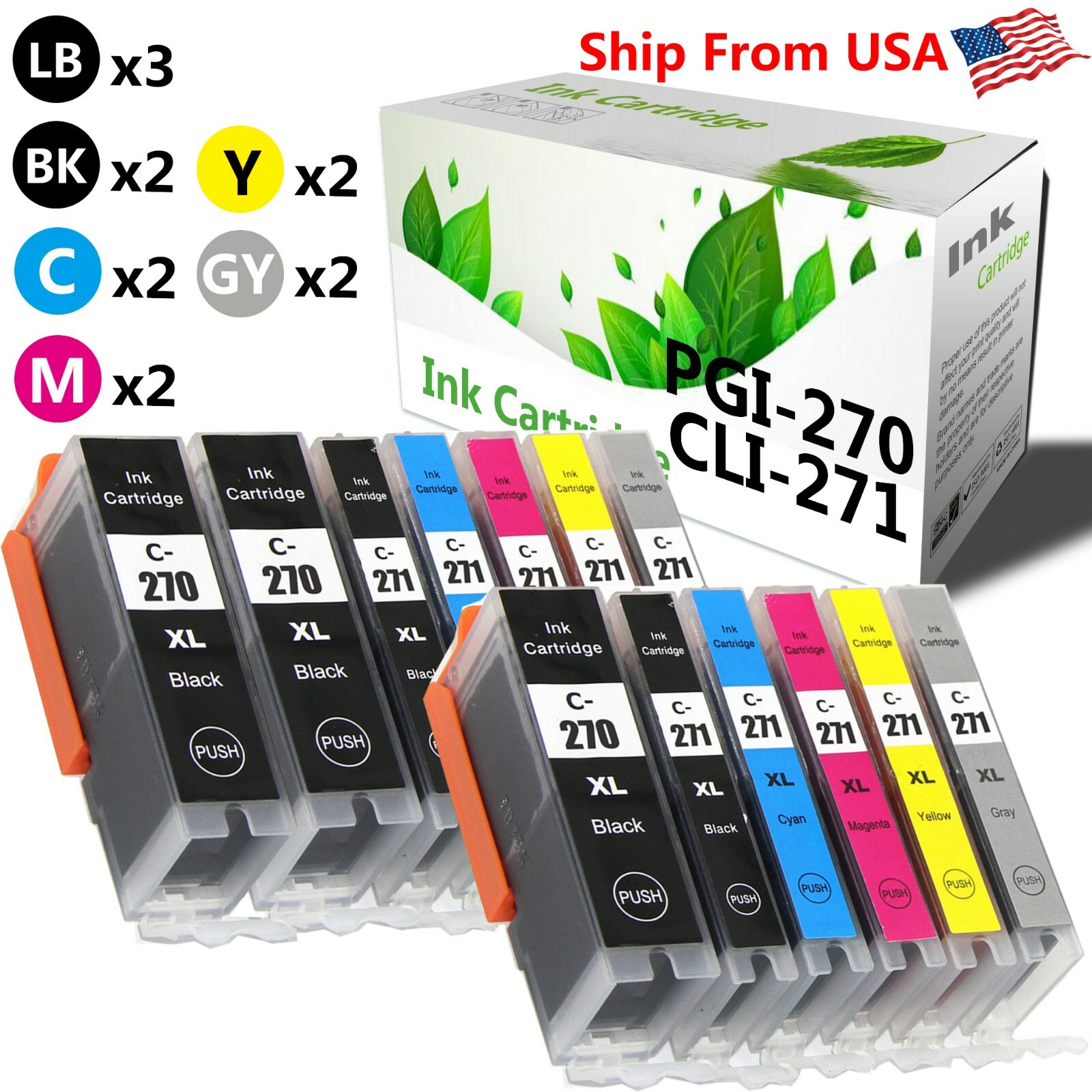 13 PK PGI 270XL CLI 271XL Ink Cartridge for Canon PIXMA MG7720 TS9020