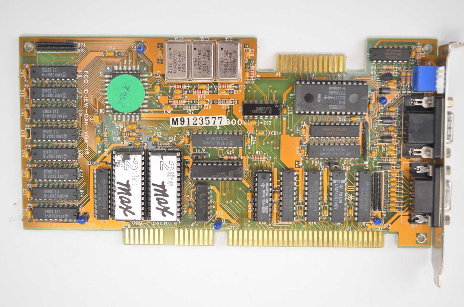 Oak Technology 16-BIT 256KB VGA ISA Graphics Card Dual Output