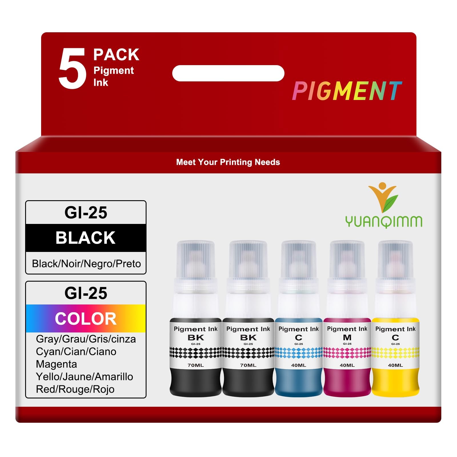 Pigment Ink Refill Bottles GI25 GX2020 Compatible for GI25