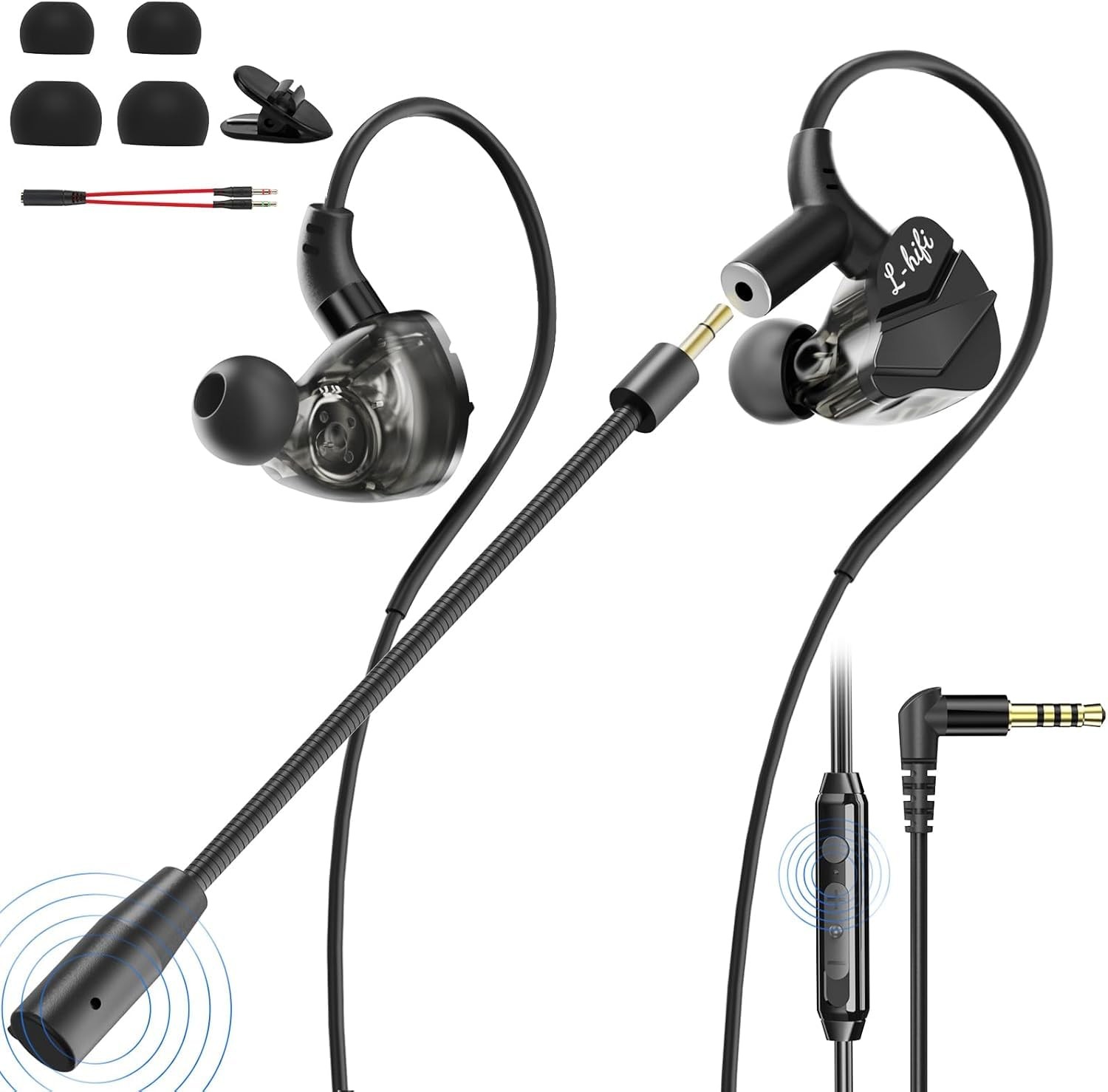 Wired Gaming Earbuds with Mic, Deep Bass in-Ear Headphones for PS5 PC Online ...