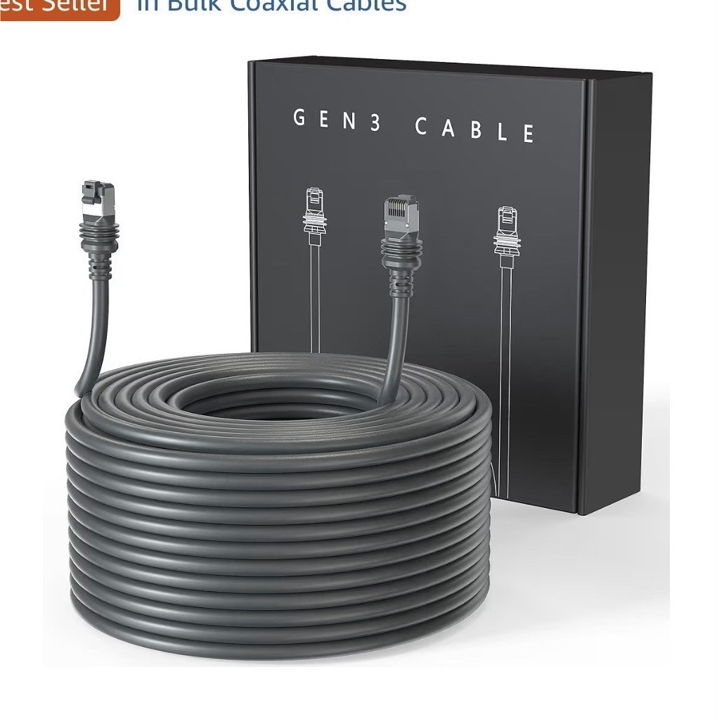 LUCMO 100ft CAT6 RJ45 to RJ45 Waterproof Cable Gray for Starlink Gen 3/4