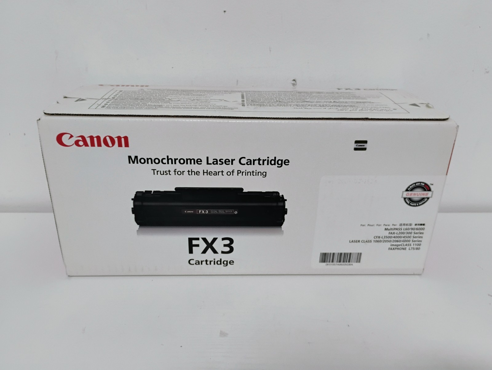 Genuine Canon FX3 Black Toner Cartridge 1557A002 BA New Faxphone L75 L80 CFX-L40