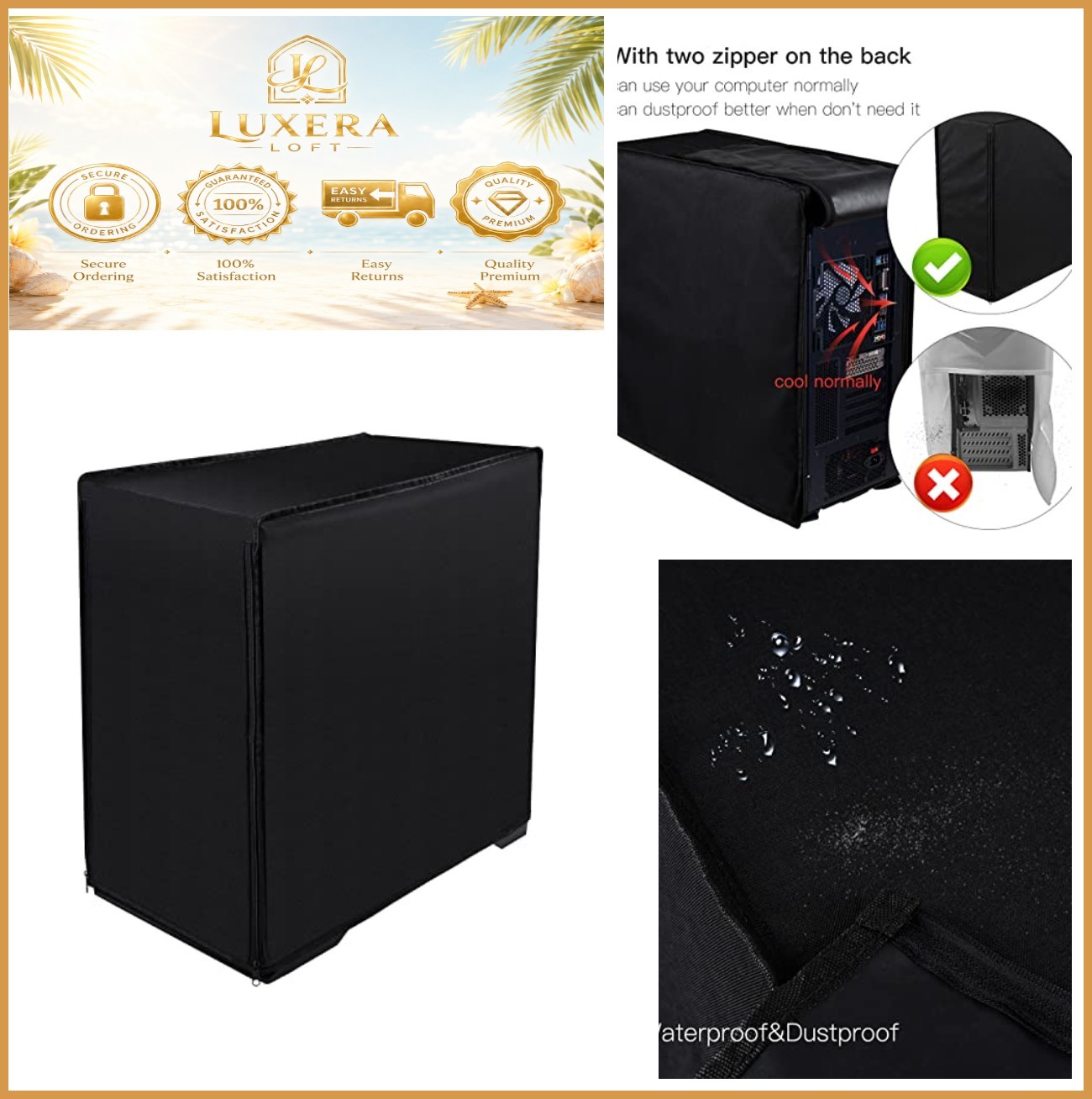 Computer CPU Dust Cover 27 x 52 x 62 cm Waterproof Polyester Desktop Tower