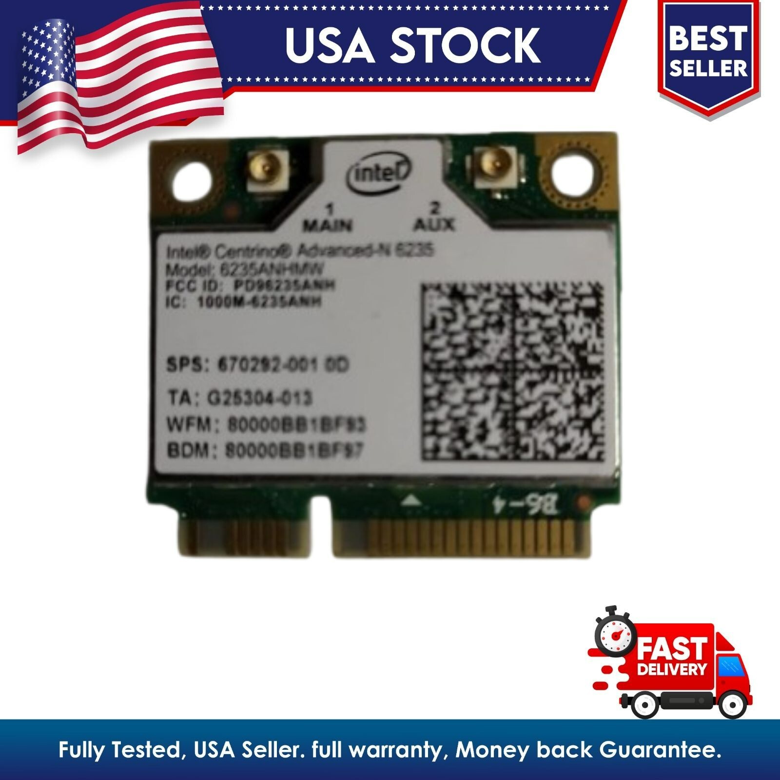 Intel Centrino Advanced-N 6235 WiFi Card 6235ANHMW HP 670292-001 Tested