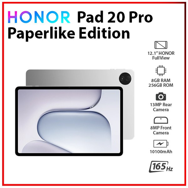 HONOR Pad 20 Pro 8GB+256GB Bluetooth Android PC Tablet (Paperlike Edition)