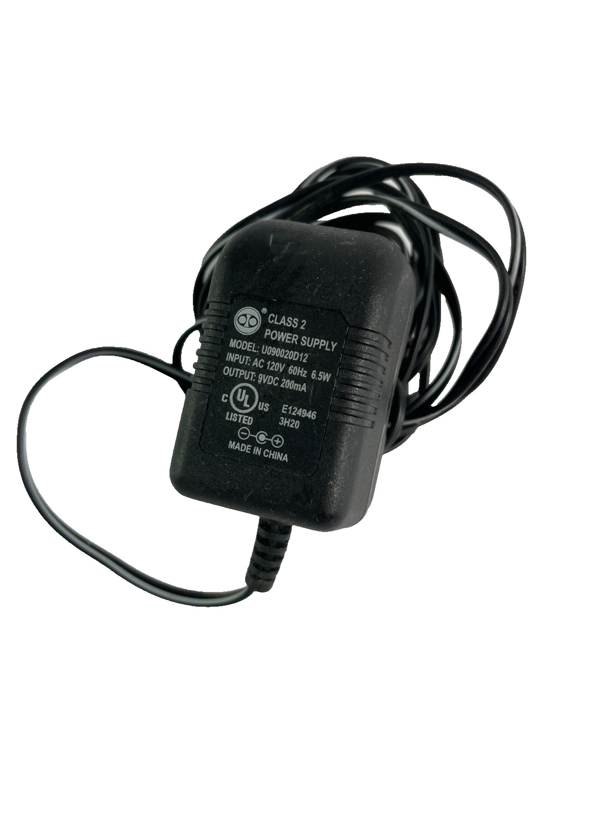 Geniune Class 2 Model U090020D12 Output 9V 0.20 A AC Power Supply Adapter #A85