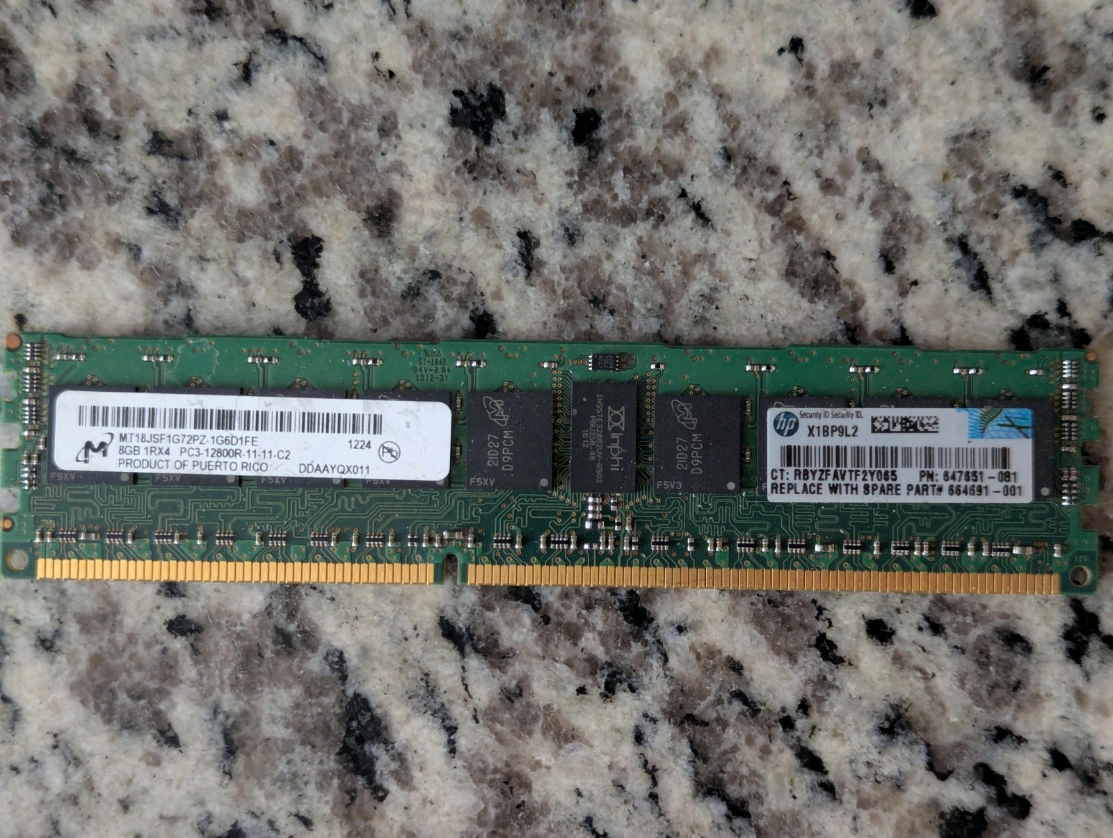 Original HP 647651-081 8GB 1RX4 PC3-12800R Memory