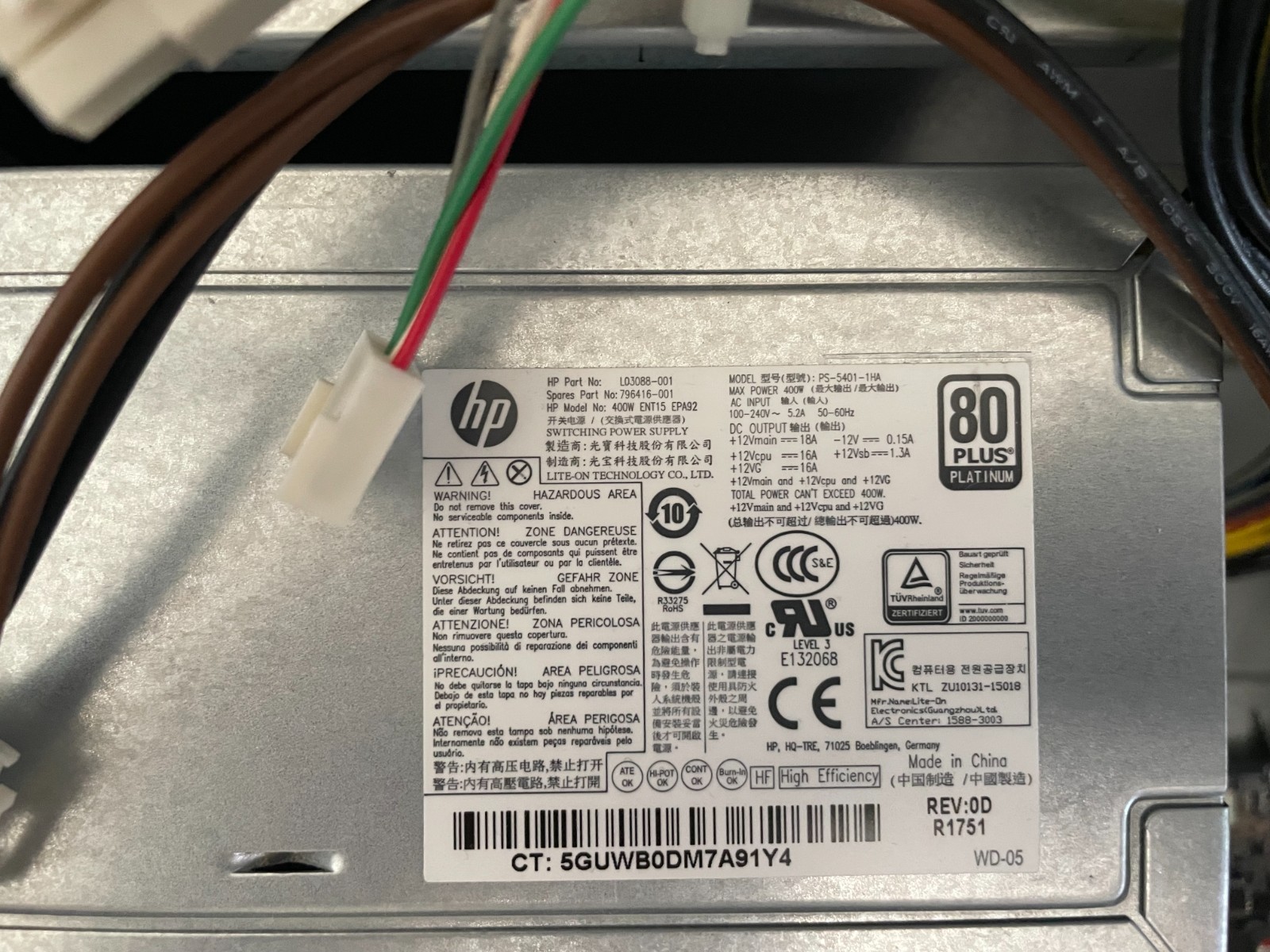 HP 400W 80 Plus Platinum ATX Power Supply  796346-001