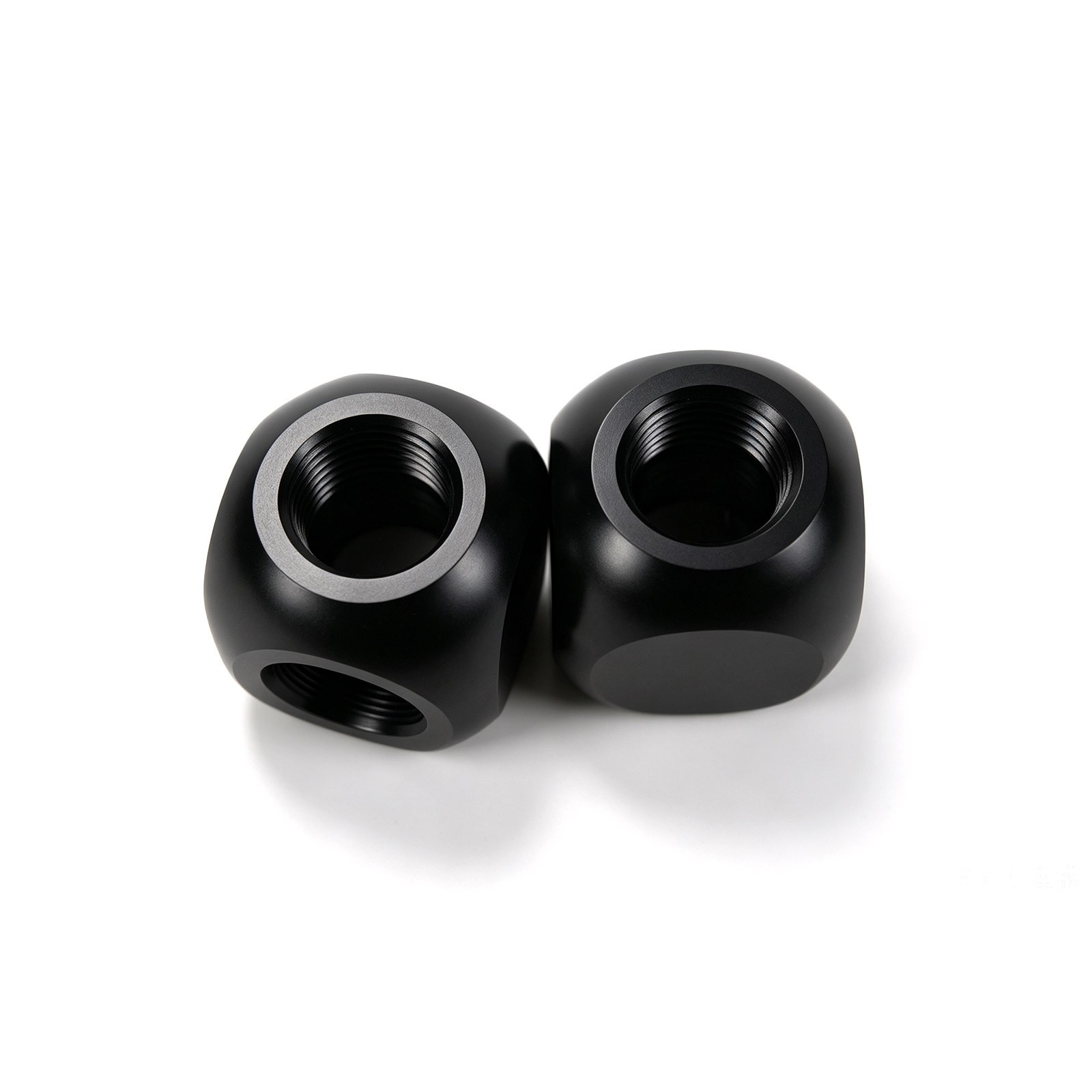 2-Pack G1/4 Ball T Fitting, 3-Way Spherical Tee Connector Water Cooling, Black
