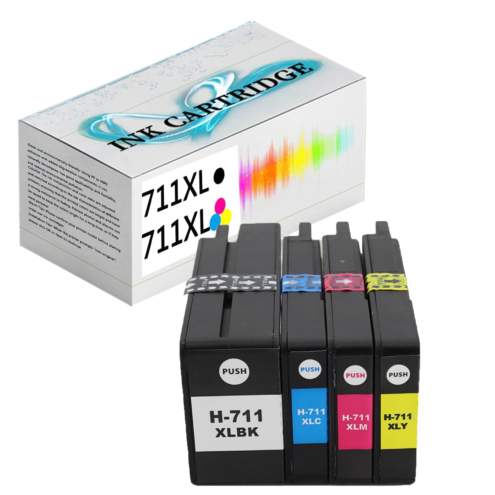 Color Replacement High Yield Ink Cartridges Compatible for HP 711 711xl