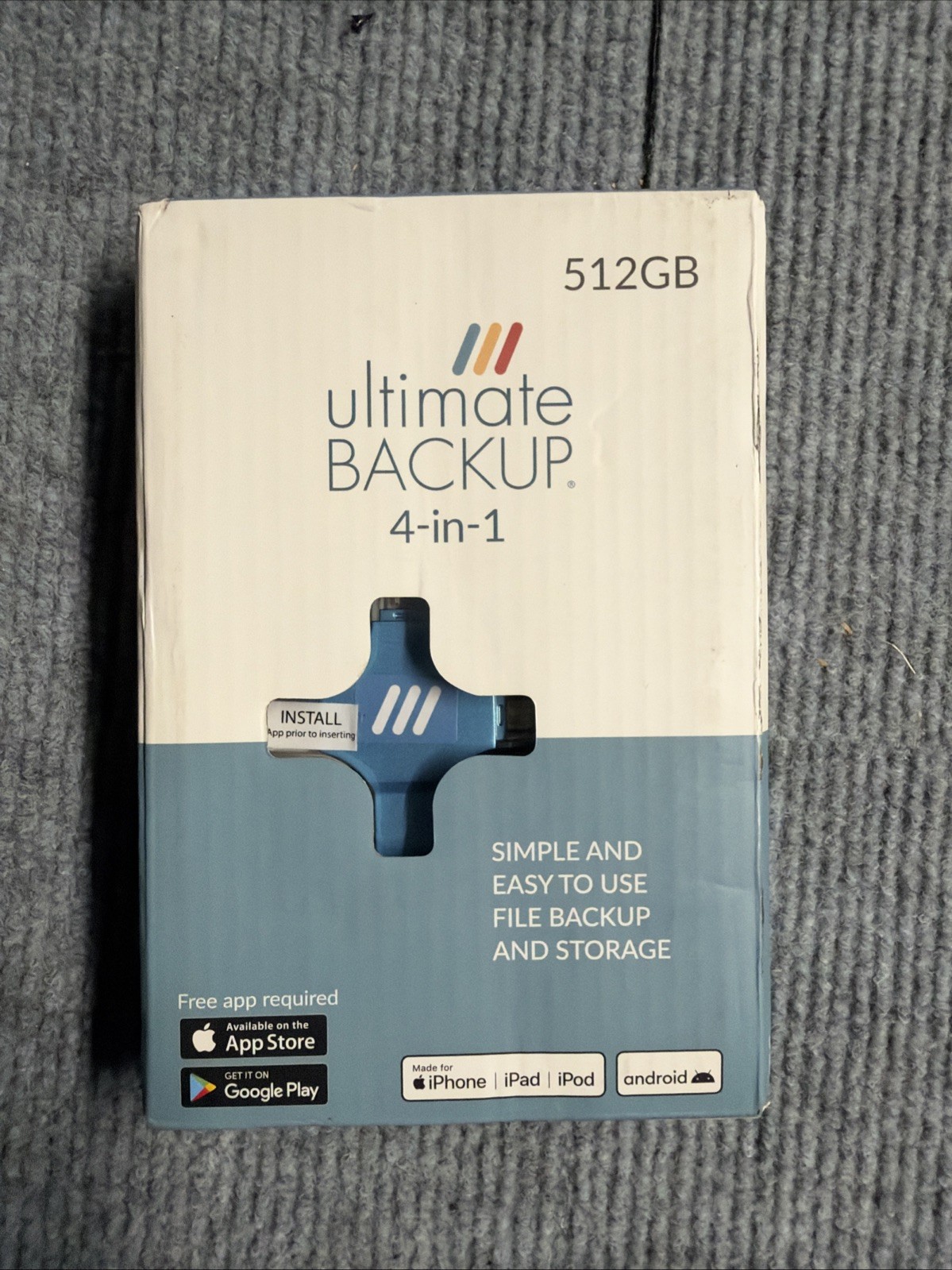 NIB ULTIMATE Backup 512GB 4 In 1 Made for iPhone iPad IPod Android AUTHENTC