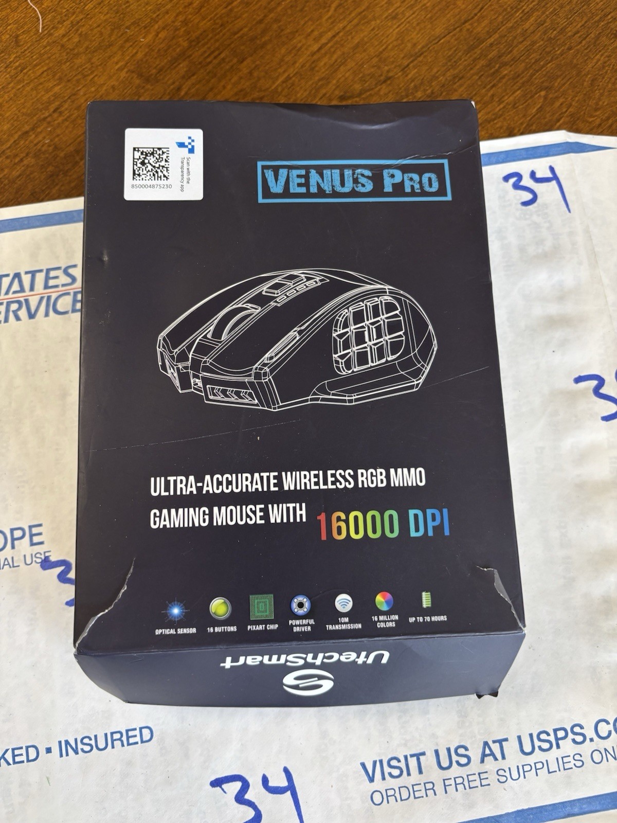 UtechSmart Venus Pro RGB MMO Gaming Mouse 16,000 DPI -